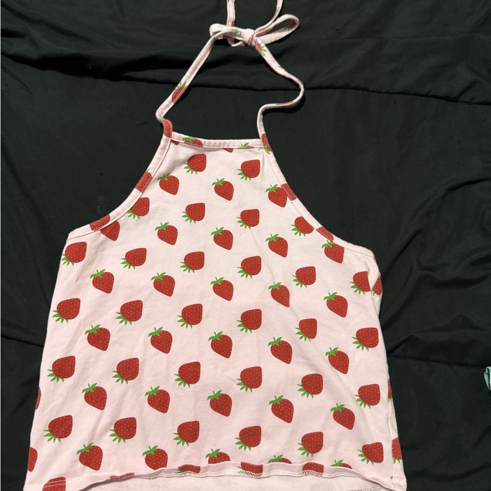 Hot Topic Pink Strawberry Halter Crop Top